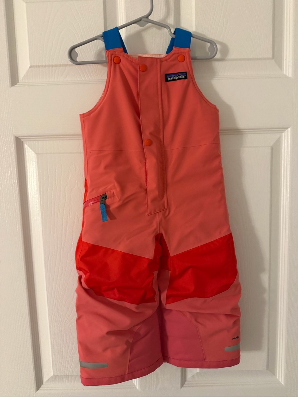 Patagonia Coral and Bright Red Kids Snow Overalls- LIKE NEW CONDITION